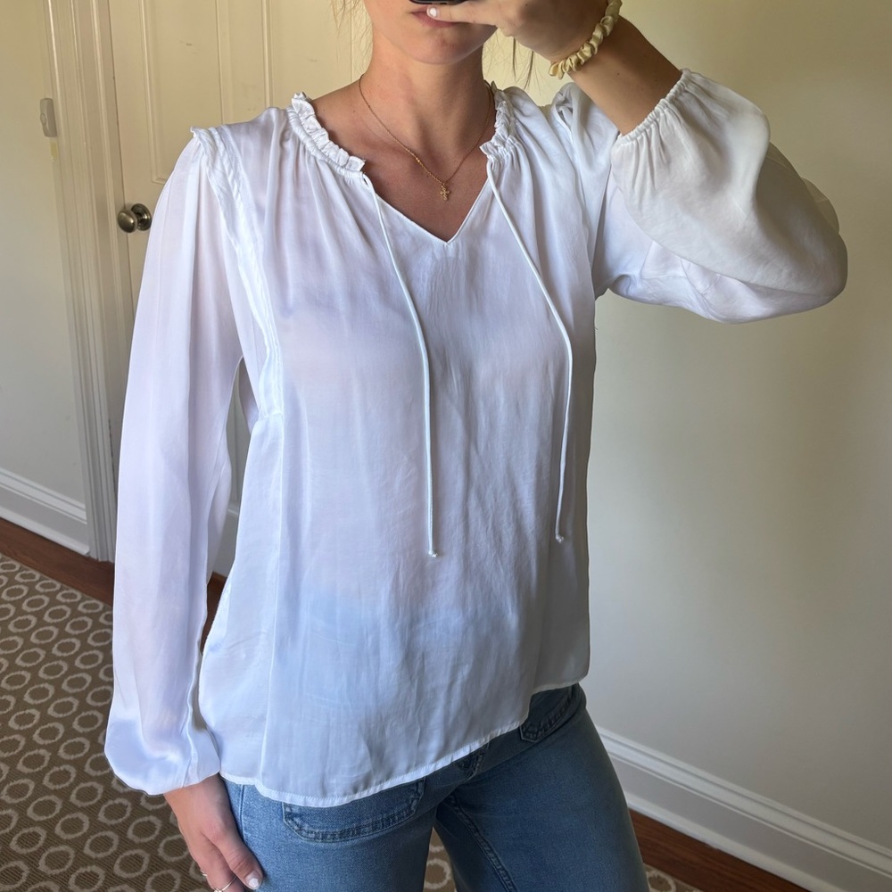 White Ruffle Collar Blouse